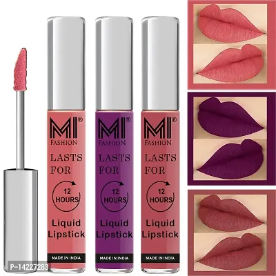 MI Fashion Liquid Lipsticks Combo Set Matte Peach Matte Lipsticks, Violet Matte Lipsticks, Nude Lipstick Matte Set of 3 Pcs