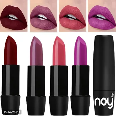 NOY Truly Creamy Matte Lipsticks Set of 4 Pcs (Dark Maroon, Wine, Peach, Purple)