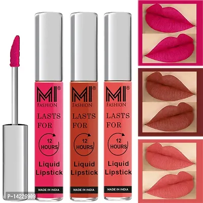 MI Fashion Lipstick Combo Set Liquid Matte Pink Matte Lipstick, Brick Red Matte Lipsticks, Peach Lipstick Set of 3 Pcs