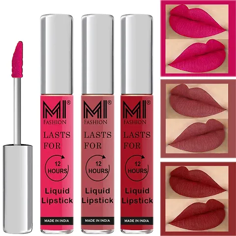 MI Fashion Liquid Lipsticks Matte Lipstick, Set Of 3 Pcs