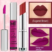 MI Fashion Made in India Lipstick Combo Offers 100% Veg Long Lasting - Wine Liquid Matte Lipstick, Brown Sugar Creamy Matte Lipstick-thumb2