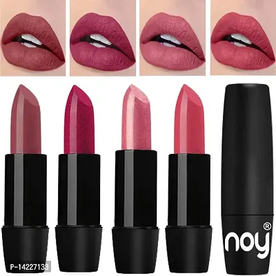 NOY Truly Creamy Matte Lipsticks Set of 4 Pcs (Dark Nude, Metallic Magenta, Metallic Pink, Peach)-thumb0