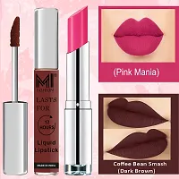 MI Fashion Made in India Lipstick Combo Offers 100% Veg Long Lasting - Dark Brown Liquid Matte Lipstick, Pink Passion Creamy Matte Lipstick-thumb2