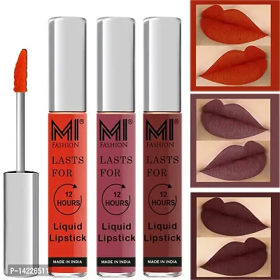 MI Fashion Lipsticks Combo Set Liquid Matte Orange Lipsticks for Women, Chocolate Lipstick, Coffee Lipstick Matte Set of 3 Pcs