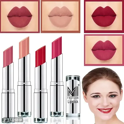 Matte Lipstick Combo -Vivid Colours (Mauve,Nude,Red Bomber,Dark Magenta-thumb0