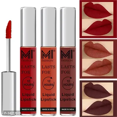 MI Fashion Liquid Lipsticks Combo Set Matte Lipstick Red Colour, Brick Red Lipsticks, Coffee Lipstick Matte Set of 3 Pcs