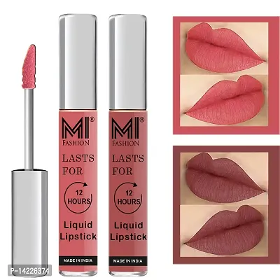 MI Fashion Liquid Matte Lipsticks |Waterproof|Smudge Proof| Made in India|and|Long Lasting| Set of 2 Lipsticks (Peach Liquid Lipstick,Brown Liquid Lipstick, 6 ml)