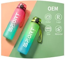 Quasar Unbreakable Plastic Water Bottle Fridge Office Sports School Gym Yoga Leakproof Durable BPA-Free Non-Toxic Detoxing Pack of 1 - Multicolor (DB1455 1000ML Water Bottle)-thumb2