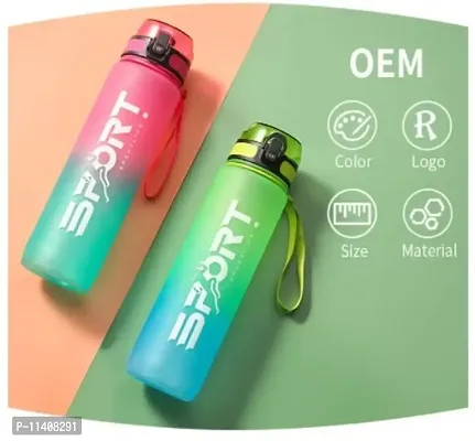 Quasar Unbreakable Plastic Water Bottle Fridge Office Sports School Gym Yoga Leakproof Durable BPA-Free Non-Toxic Detoxing Pack of 1 - Multicolor (DB1455 1000ML Water Bottle)-thumb3