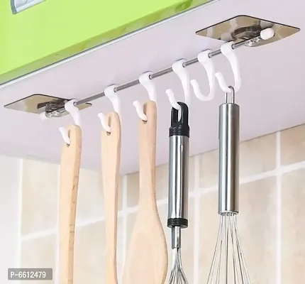 Magic Sticker Series Self Adhesive Bathroom Towel Hanger Hook Kitchen Hanger Hooks (6 Hooks)