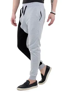 Men's Grey Polycotton Self Pattern Regular Fit Joggers-thumb1