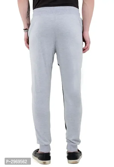 Men's Grey Polycotton Self Pattern Regular Fit Joggers-thumb4