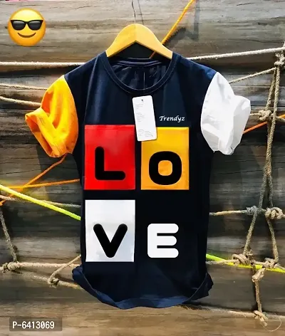 Printed Love Navy Tshirt-thumb0