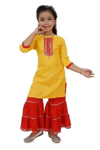 Stylish Girls Blend Readymade Kurta and Sharara Set