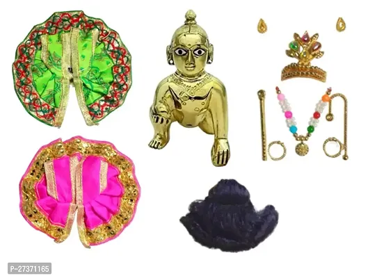 Laddu Gopal Ji 1No. Size Brass Idol With 2-Dress And Mukutset Bal (Size -1no.)-thumb0