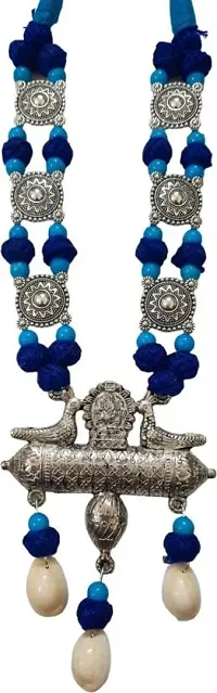 Soundarya boutique Oxidised Silver, Jute Jewel Set (Blue, Silver)-thumb1