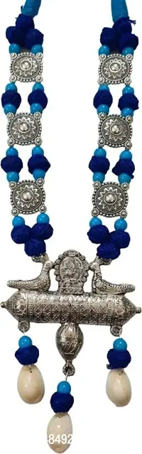 Soundarya boutique Oxidised Silver, Jute Jewel Set (Blue, Silver)-thumb2