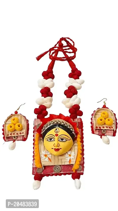 Soundarya Boutique designer red and yellow handpainted debi necklace set-thumb0