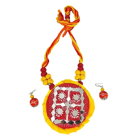 Soundarya Boutique Handmade handpainted mirror finish ethnic jewellery set Red, gift for her, eco-friendly jewellery set