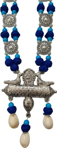 Soundarya boutique Oxidised Silver, Jute Jewel Set (Blue, Silver)-thumb2