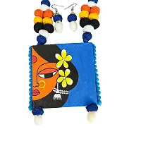 Soundarya Boutique Handmade handpainted kathchapa ethnic jewellery set Blue, gift for her, eco-friendly jewellery set-thumb1