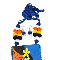 Soundarya Boutique Handmade handpainted kathchapa ethnic jewellery set Blue, gift for her, eco-friendly jewellery set-thumb3