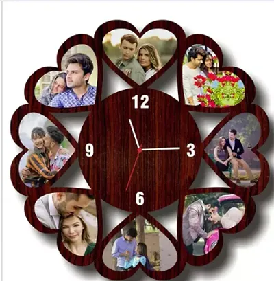 Giftsoffluv Unique Wooden Personalized/Customized Wall Clock Photo Frames with Message (16x16 inch) for Couple,Birthday Gifts for Girlfriend , Wife , Boyfriend , Husband , Parents
