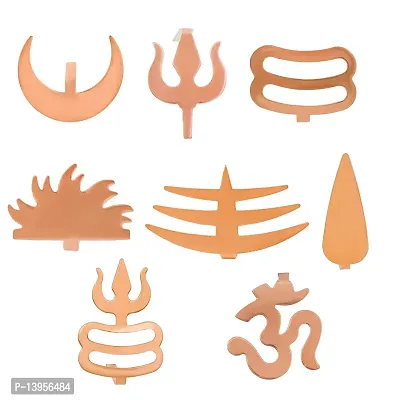 Combo of 8 Copper Spiritual Bahubali Forehead Teeka Tilak Applicator/Stamp Tool Puja for Daily Usage and Occasionally for Men/Women