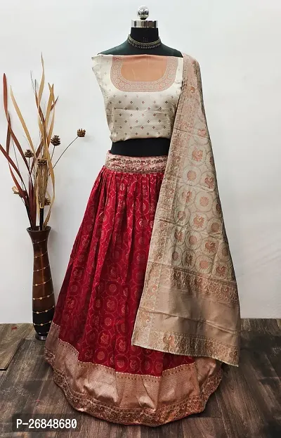 Stylish Banarasi Jacquard Silk Lahenga Choli For Women