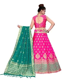 Stylish Pink Banarasi Silk Jacquard Lehenga Choli Set For Women-thumb2