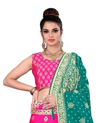 Stylish Pink Banarasi Silk Jacquard Lehenga Choli Set For Women-thumb1