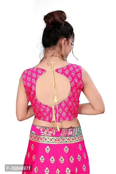 Stylish Pink Banarasi Silk Jacquard Lehenga Choli Set For Women-thumb4