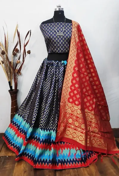 Latest Attractive Banarasi Silk Semi-Stitched Lehenga Choli