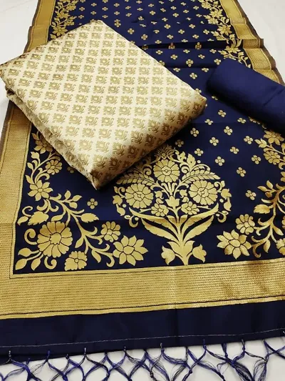 Stylish Banarasi Jacquard Dress Material With Dupatta Set
