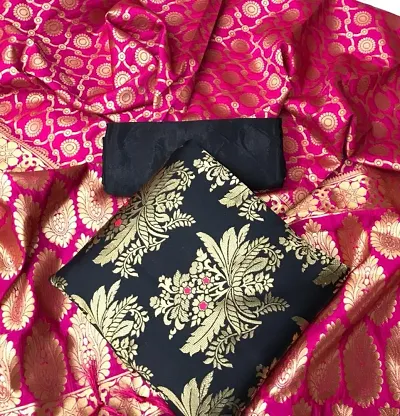 Beautiful Banarasi Silk Printed Dress Material with Dupatta