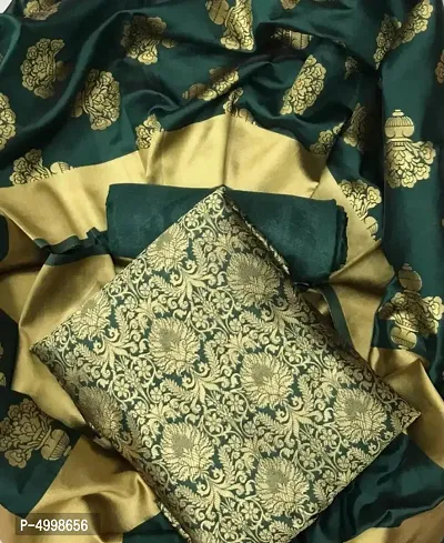 Fabulous Olive Banarasi Jacquard Women Dress Material with Dupatta-thumb0