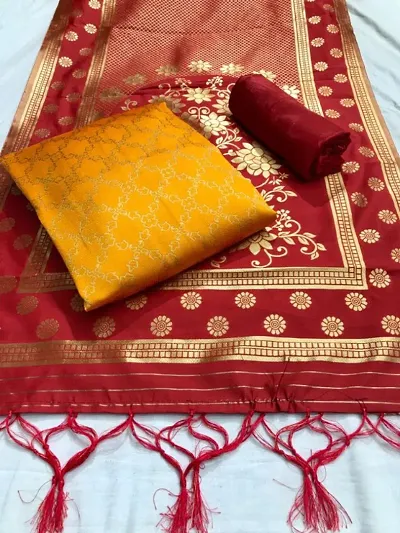 Attractive Banarasi Jacquard Dress Material with Dupatta