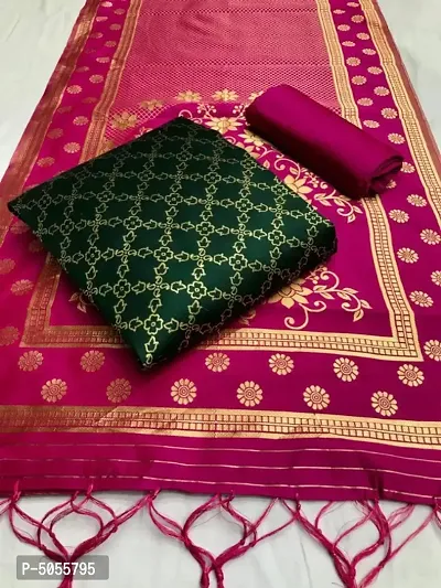 Stunning Banarasi Jacquard Dress Material with Dupatta For Women And Girls-thumb0