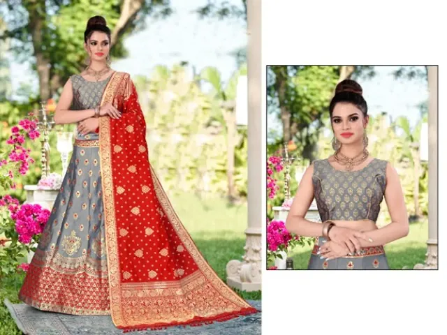 Attractive Banarasi Silk Semi Stiched Lehenga Collections