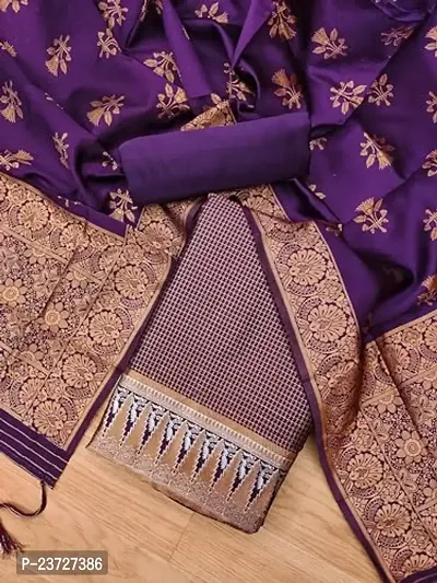 Womens Jacquard Banarasi Silk Woven Salwar Suit (Dress) Material With Dupatta.
