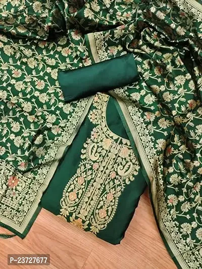 Womens Jacquard Banarasi Silk Woven Salwar Suit (Dress) Material With Dupatta.(Ishika)-thumb0