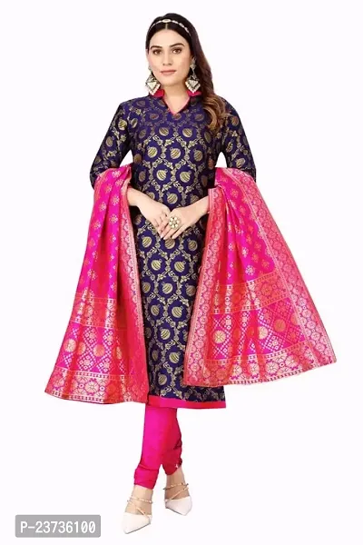 Womens Jacquard Banarasi Silk Woven Salwar Suit (Dress Material) Set With Dupatta.(Pooja)-thumb0