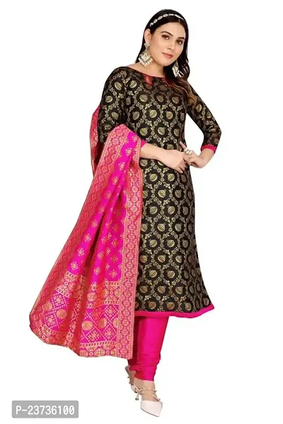 Womens Jacquard Banarasi Silk Woven Salwar Suit (Dress Material) Set With Dupatta.(Pooja)-thumb3