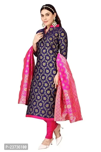 Womens Jacquard Banarasi Silk Woven Salwar Suit (Dress Material) Set With Dupatta.(Pooja)-thumb4