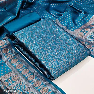 Womens Firoji Banarasi Silk Unstitched Salwar Suit Dress Material With dupatta(Riya)