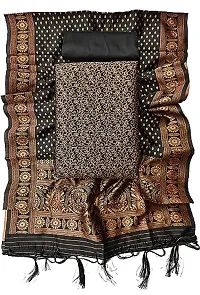Womens Black Banarasi Silk Unstitched Salwar Suit Dress Material With dupatta(Riya)-thumb1