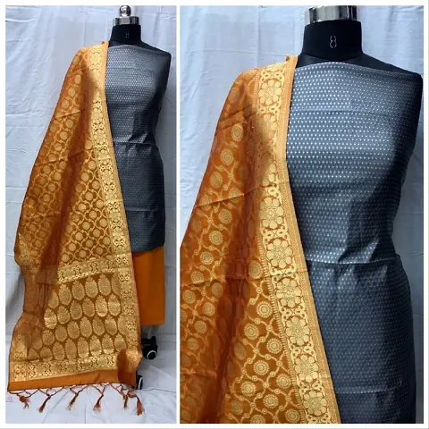 Stylish Silk Jacquard Unstitched Suit