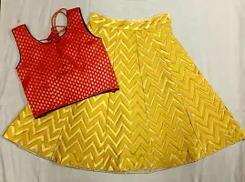Kidz Banarasi Silk Yellow Red Redy To Wear Lehenga Choli Set (LC_KIDS)-thumb2
