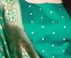 Womens Jacquard Banarasi Silk Woven Salwar Suit (Dress) Material With Dupatta-thumb1