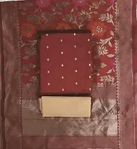 Womens Jacquard Maroon Banarasi Silk Woven Salwar Suit (Dress) Material With Dupatta.(TB_MINA_N))-thumb1